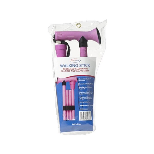 Surgipack Adjustable & Foldable Walking Stick Pink
