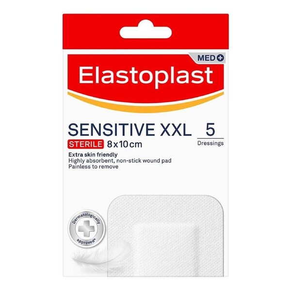 Elastoplast Sensitive Sterile Dressing XXL 8cm x 10cm 5 Pack