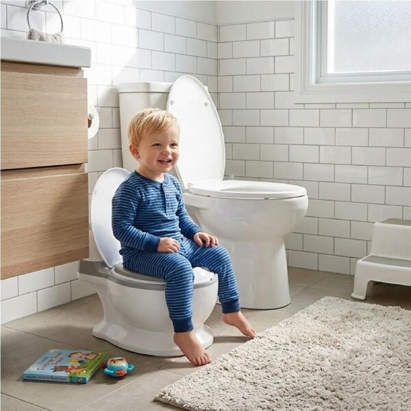 Bopeep Kids Potty Trainer Seat, Non-Slip Baby Toilet with Removable Bucket - Grey