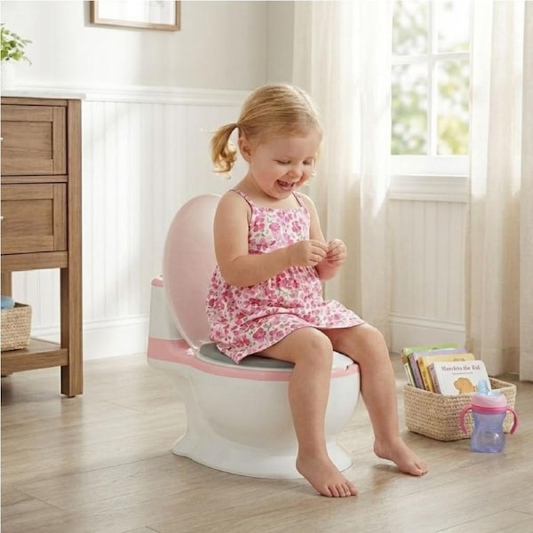 Bopeep Kids Potty Trainer Seat, Non-Slip Baby Toilet with Removable Bucket - Pink