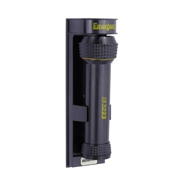 Dolphy Wall Mounted Emergency Torch - Auto LED Light, Anti-Theft Plastic Alloy Design - Black