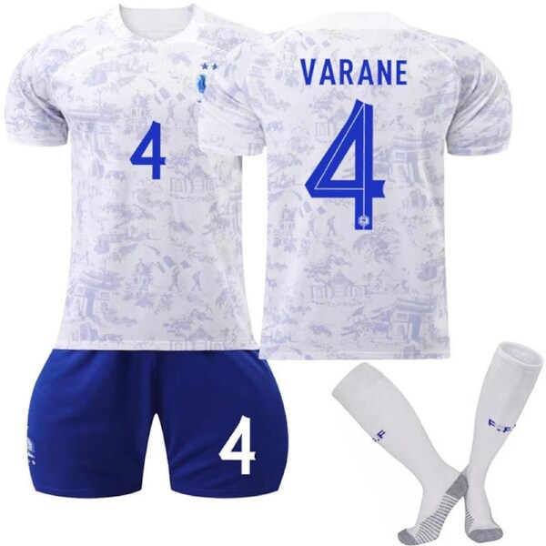 Nevenka France National Team Away Jersey 2022-23 VARANE #4 Soccer Jersey for Kids Adult 28