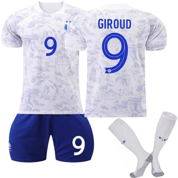 Nevenka France National Team Away Jersey 2022-23 GIROUD #9 Soccer Jersey for Kids Adult 26