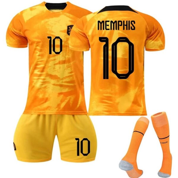 Nevenka MEMPHIS #10 Netherlands Home Jersey 2022/23 Soccer Jersey Kit Football T-shirt Set For Adult Kids 22