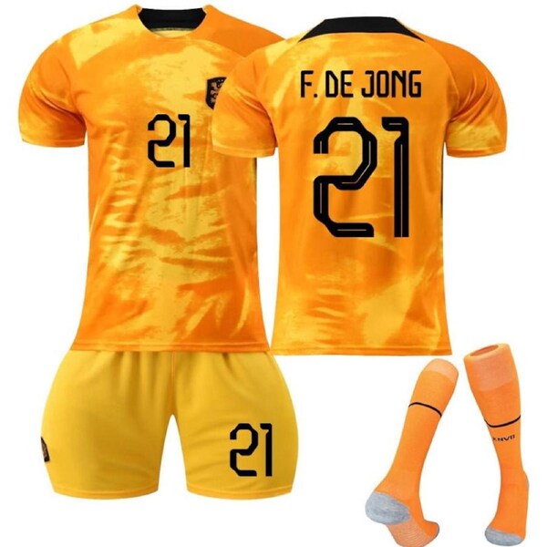 Nevenka F.DE JONG #21 Netherlands Home Jersey 2022/23 Soccer Jersey Kit Football T-shirt Set For Adult Kids 22