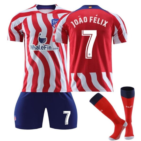 Nevenka JOAO FELIX #7 Madrid Home Jersey 2022/23 Soccer Jersey Kit Football T-shirt Set For Adult Kids S