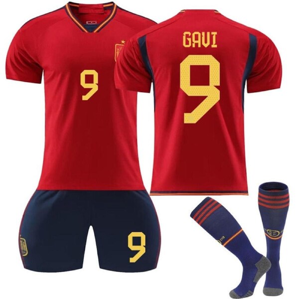 Nevenka GAVI #9 Spain Home Jersey 2022/23 Soccer Jersey Kit Football T-shirt Set For Adult Kids 26