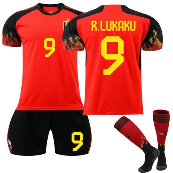 Nevenka R.LUKAKU #9 Belgium Home Jersey 2022/23 Soccer Jersey Kit Football T-shirt Set For Adult Kids 16