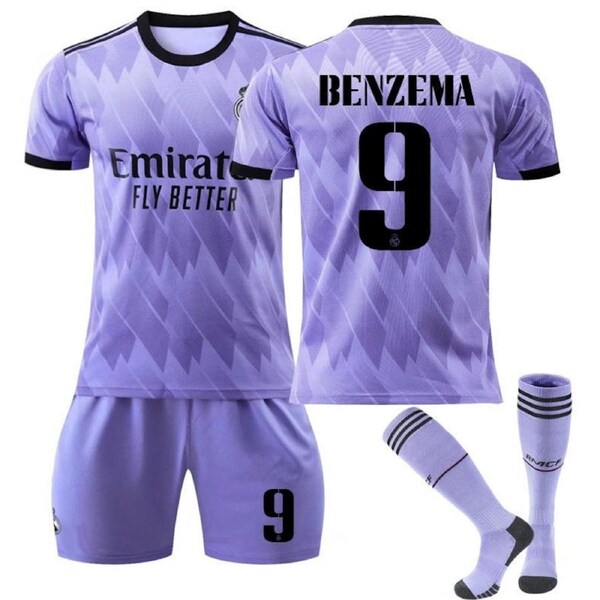 Nevenka BENZEMA #9 Real Madrid Club Away Jersey 2022/23 Soccer Jersey Kit For Adult Kids L