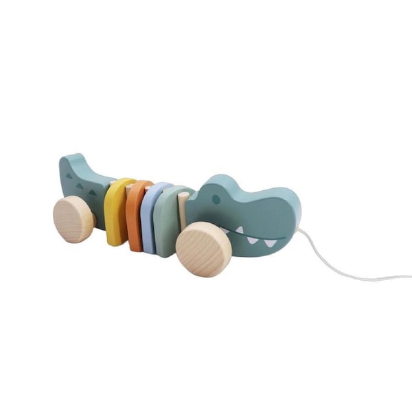 Kaper Kidz Wooden Pull A Long Crocodile Kids/Toddler Interactive Toy 12m+