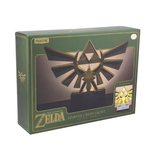 Nintendo Zelda Iconic Gold Finish Hyrule Crest Bedside/Desk Light Decor 3y+