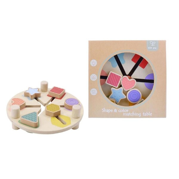 Kaper Kidz Wooden Shape & Colour Match Table Kids/Toddler Interactive Toy 12m+