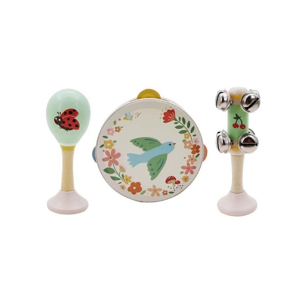 3pc Kaper Kidz Wooden Spring Insect Bird Kids/Toddler Music Toy Set 18m+