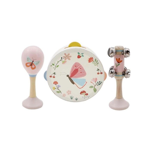 3pc Kaper Kidz Wooden Spring Insect Butterfly Kids/Toddler Music Toy Set 18m+