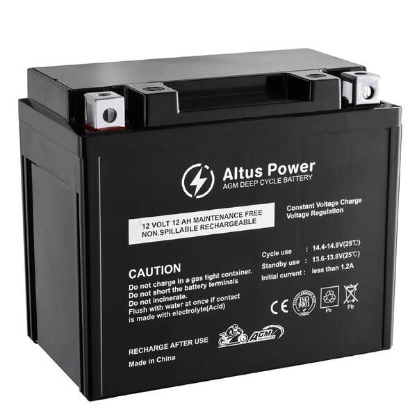 Altus YTX12-BS 12V 12Ah AGM Motorcycle Battery Dirt Bike ATV Quad Scooter