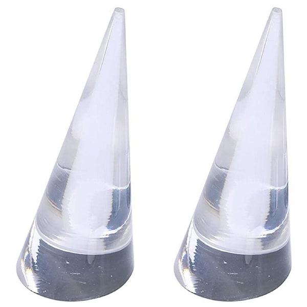 2 Pack Solid Clear Acrylic Cone Finger Ring Jewellery Display Stand Holder Bulk Transparent Perspex for Rings Earrings Body Jewelry