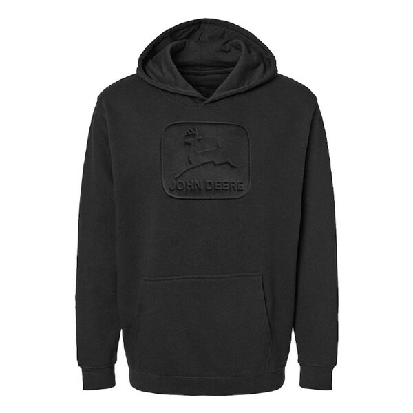 John Deere Large Logo Embossed Hoodie/Jumper Mens/Unisex Black M