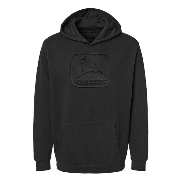 John Deere Large Logo Embossed Hoodie/Jumper Mens/Unisex Black XL