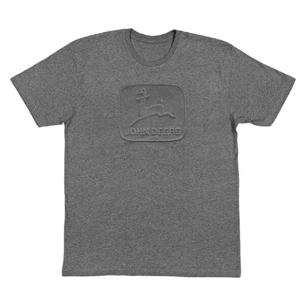 John Deere Embossed Logo Short Sleeve T-Shirt Mens/Unisex Charcoal 2XL