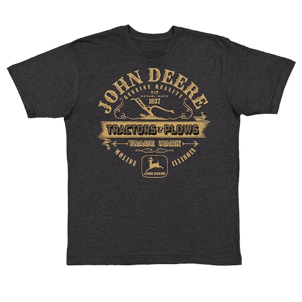 John Deere Tractors & Plows Graphic Short Sleeve T-Shirt Mens/Unisex BLK M