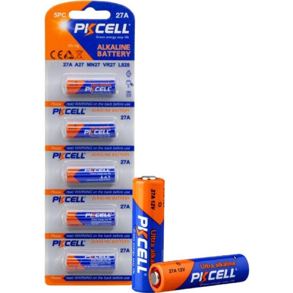 PKCell PK5P27A 12V Alkaline 27A Battery 5PK