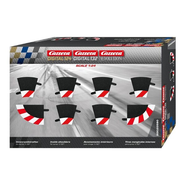 8pc Carrera Inside Shoulder For Curve 1/30 Race Track Accessory Toy 8y+