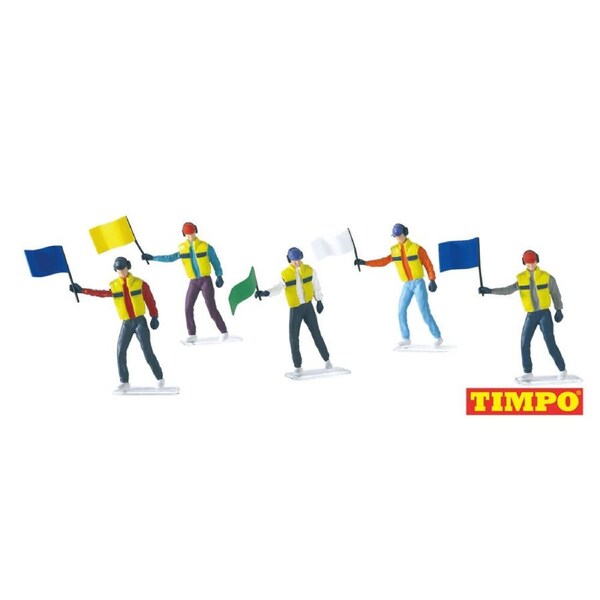 5pc Carrera Flag Marshalls Slot Car Track Pit Crew Figure Accessories 8y+