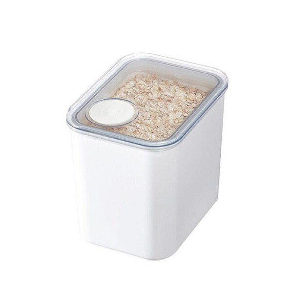 iDesign Crisp Plastic Pouring Food Canister w/ Airtight Lid White Medium
