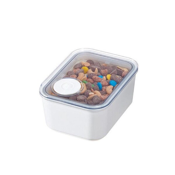 iDesign Crisp Plastic Pouring Food Canister w/ Airtight Lid White Small