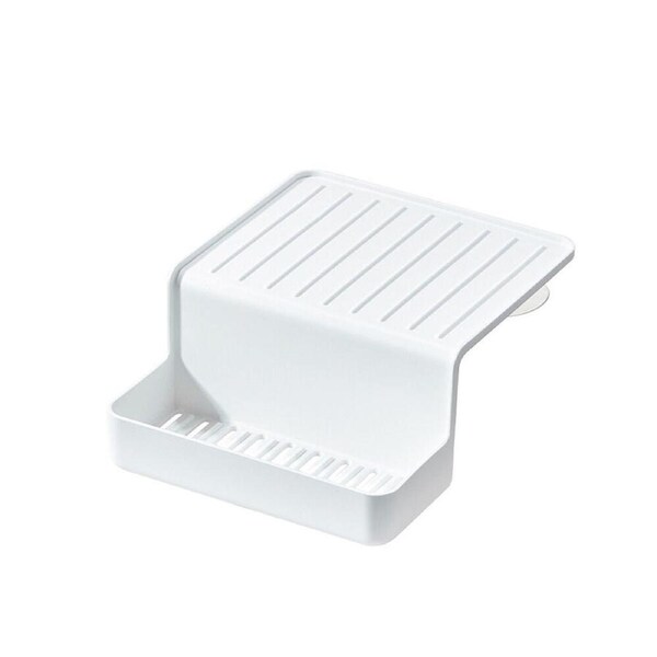 iDesign Classic Plastic Double Suction Sink Caddy Kitchen Organiser White