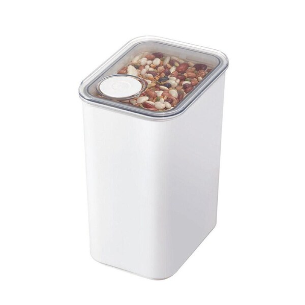 iDesign Crisp Plastic Pouring Food Canister w/ Airtight Lid White Large