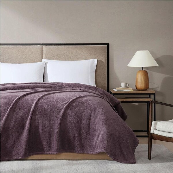 Ardor Boudoir Polyester Teddy Fleece Room Bed Blanket/Throw Mauve 180x240cm