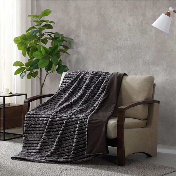 Ardor Boudoir Polyester Cole Faux Fur Room Bed Blanket/Throw Ash 130x170cm