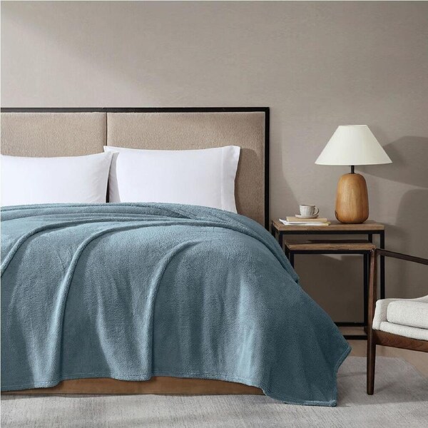 Ardor Boudoir Polyester Teddy Fleece Bed Blanket/Throw Sea Mist 180x240cm