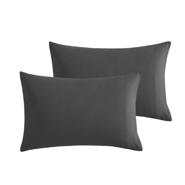 2pc Ardor Boudoir Waterproof Microfibre Pillowcases Cushion Cover Black 48x74cm