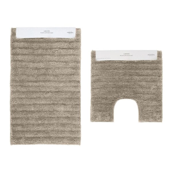2pc Algodon Polyester Lawson Plush Bath Runner Non-Slip Soft Mat Set Taupe