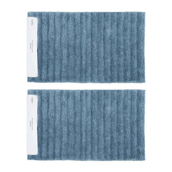 2PK Algodon Polyester Lawson Plush Bath Runner Non-Slip Soft Mat Denim 50x100cm