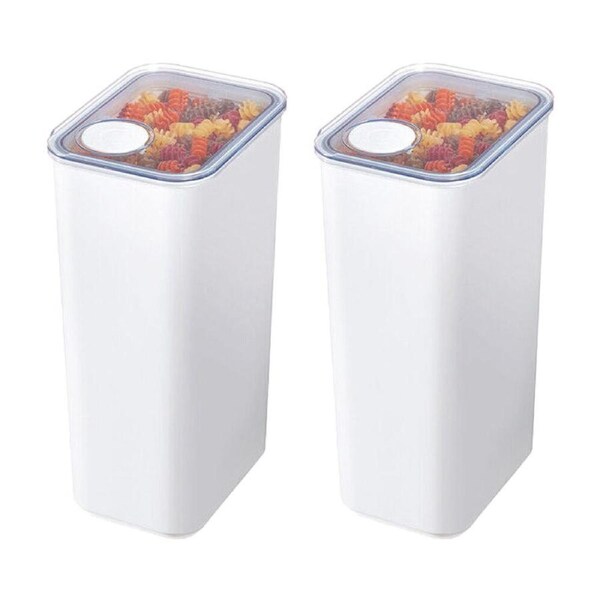 2PK iDesign Crisp Plastic Pouring Pantry Food Canister w/ Airtight Lid White XL