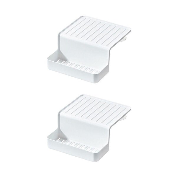 2PK iDesign Classic Plastic Double Suction Sink Caddy Kitchen Organiser White