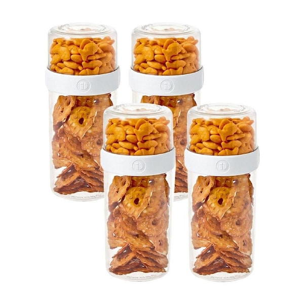 4PK iDesign Fresh Stack N Snack Double Sided Pantry Food Container Clear Large