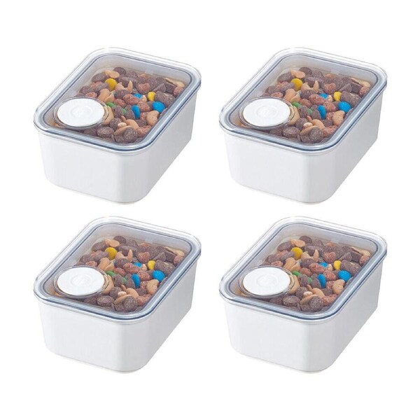 4PK iDesign Crisp Plastic Pouring Food Canister w/ Airtight Lid White Small
