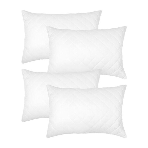4pc Ardor Boudoir Quilted Microfibre Soft Pillow Protector White 50x75cm