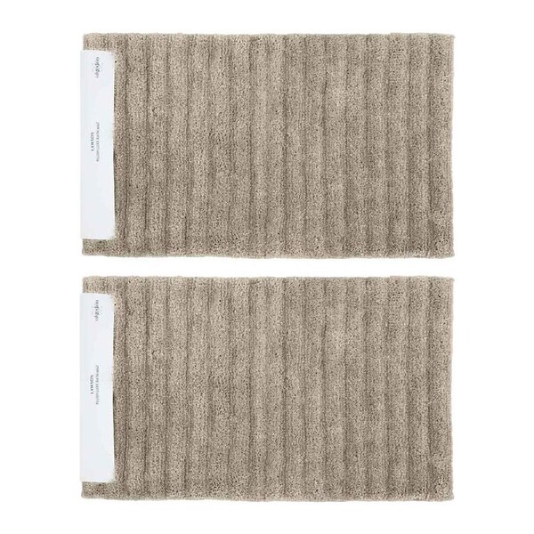 2PK Algodon Polyester Lawson Plush Bath Runner Non-Slip Soft Mat Taupe 50x100cm