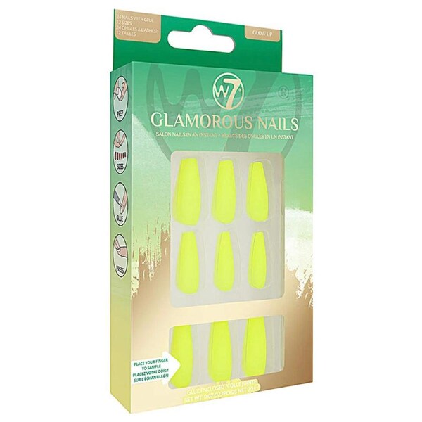 W7 Glamorous Fake Adhesive Nails 24 Pack - Glow Up