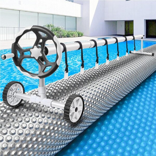 ALFORDSON Pool Cover 500 Micron 7X3.5M Solar Blanket Swimming 6M Grey Roller