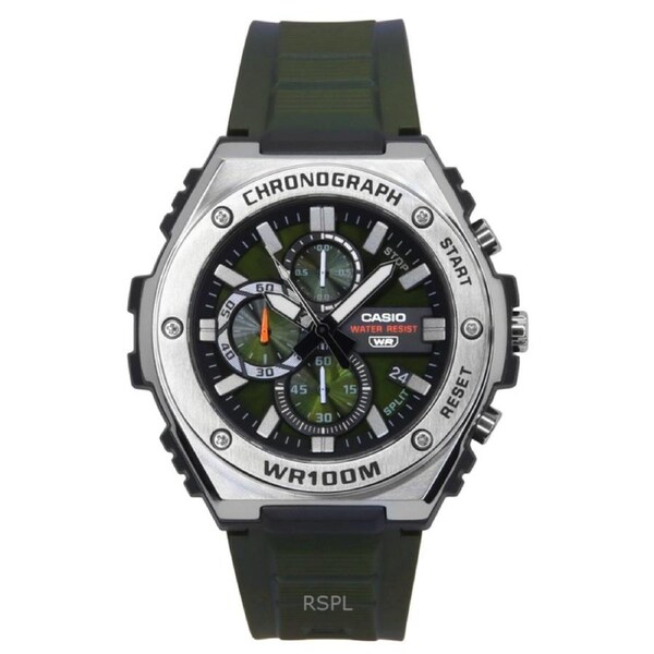 Casio Standard Analog Chronograph Resin Strap Green Dial Quartz MWA-300H-3AV 100M Men's Watch