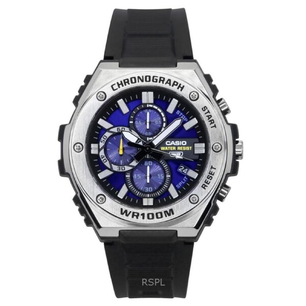 Casio Standard Analog Chronograph Resin Strap Blue Dial Quartz MWA-300H-2AV 100M Men's Watch