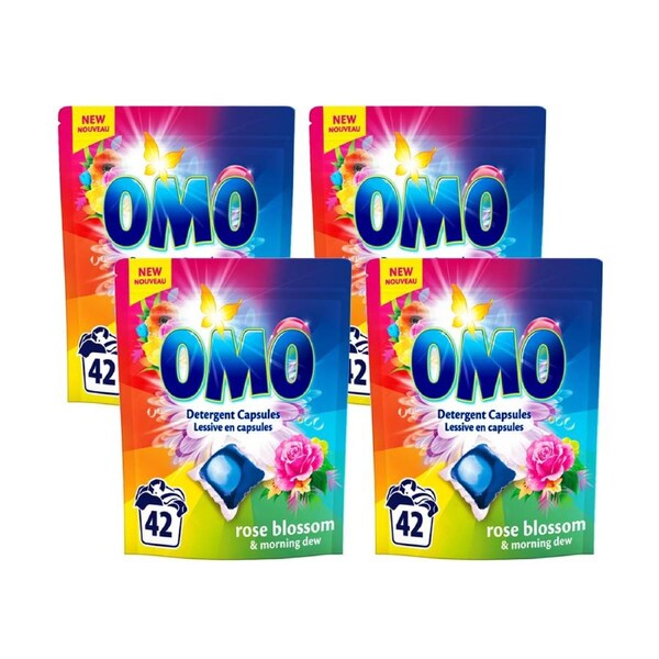 Omo Pk42 Detergent Capsules Rose Blossom And Morning Dew 4 Pack