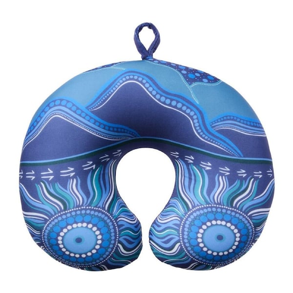 KORJO Squinchy Pillow Travel Neck Pillow Indigenous Home Country Blue SQA2