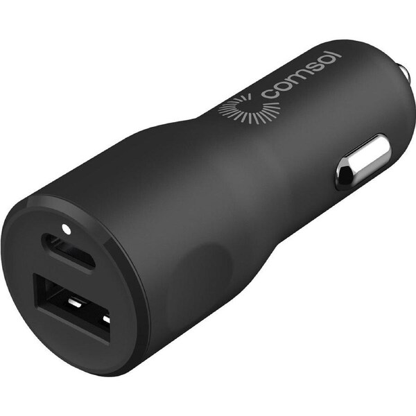 Comsol Car Charger 32W Dual Port USB-C & USB-A Black CCD32BK